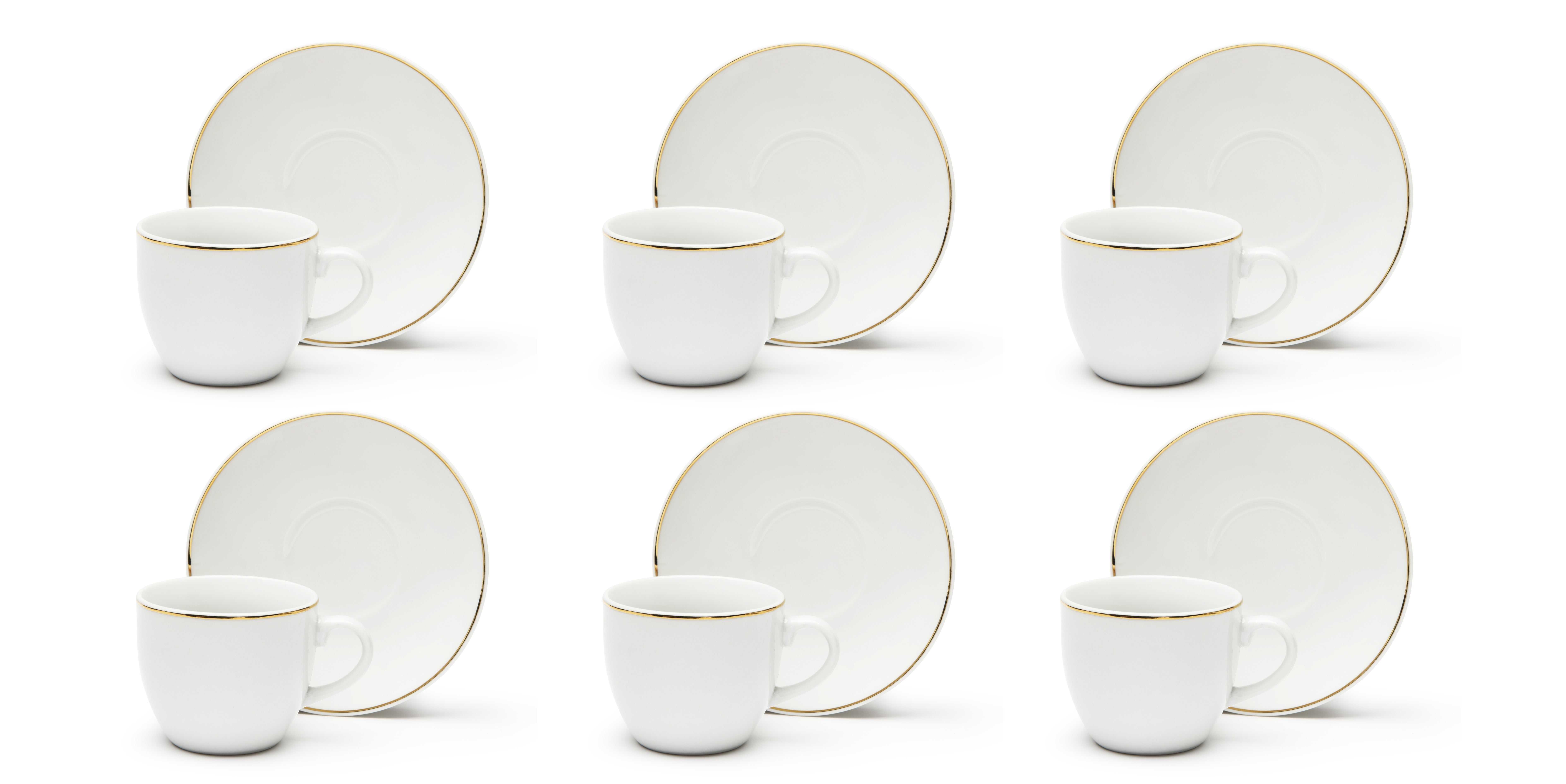 WHITELINE Set 6 Tazze Da Caffè In Porcellana Con Piattini In Bambù – 100 Ml – Bianco, Regalo In Confezione Elegante - 4