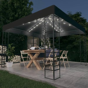 Set 4 Zanzariere Laterali Di Ricambio Per Gazebo 3x4 Metri, In Poliestere 160 Gr, Colore Nero/Beige, Con Occhielli E Cerniera