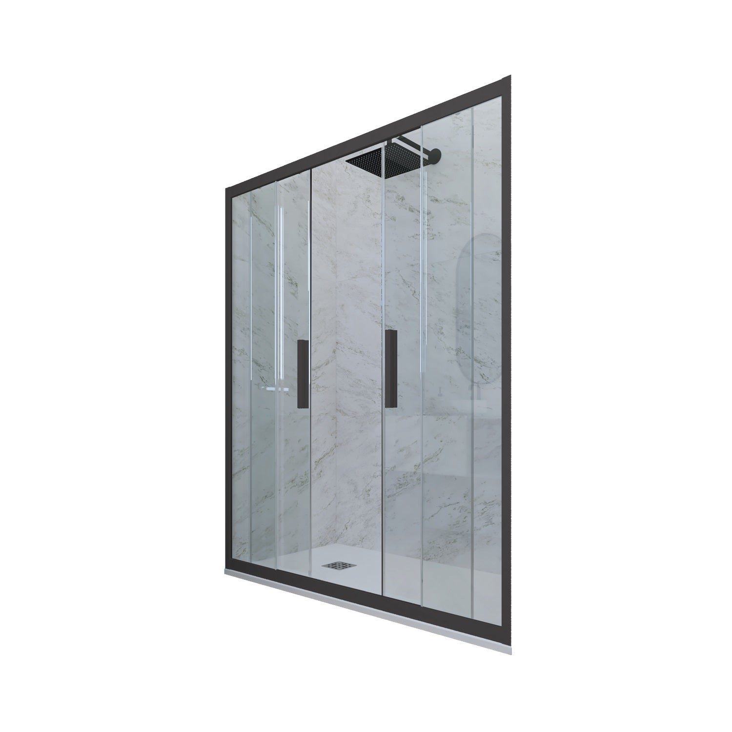 Paroi De Douche Coulissante 1 Porte 1 Fixe 1 Porte | 115 Cm  Adaptable 109 114cm Verre 6 Mm Clair Anti Calcaire Profil Chrome 86808273