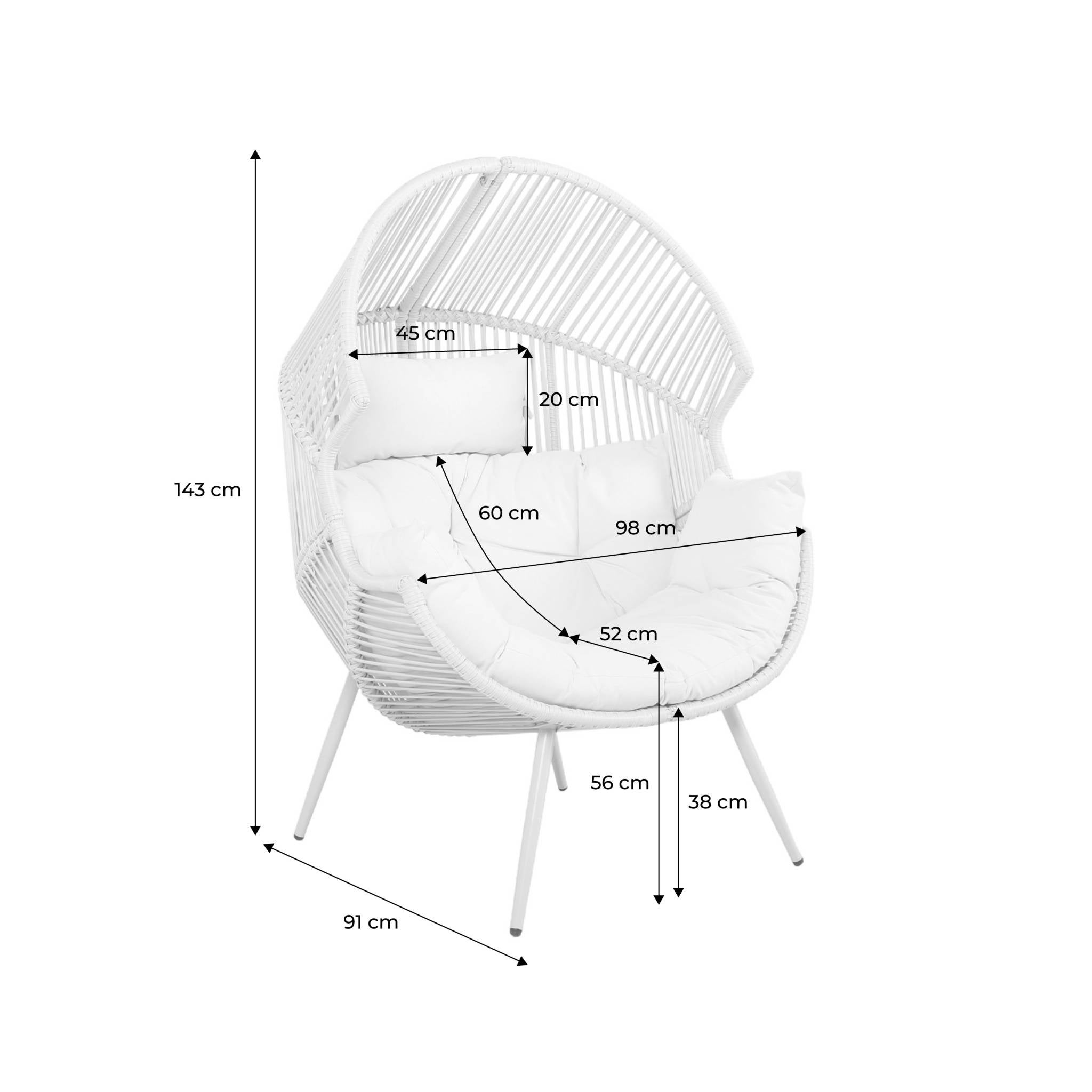 Fauteuil oeuf de jardin acier et résine beige - Salenza SOLENZA - 4