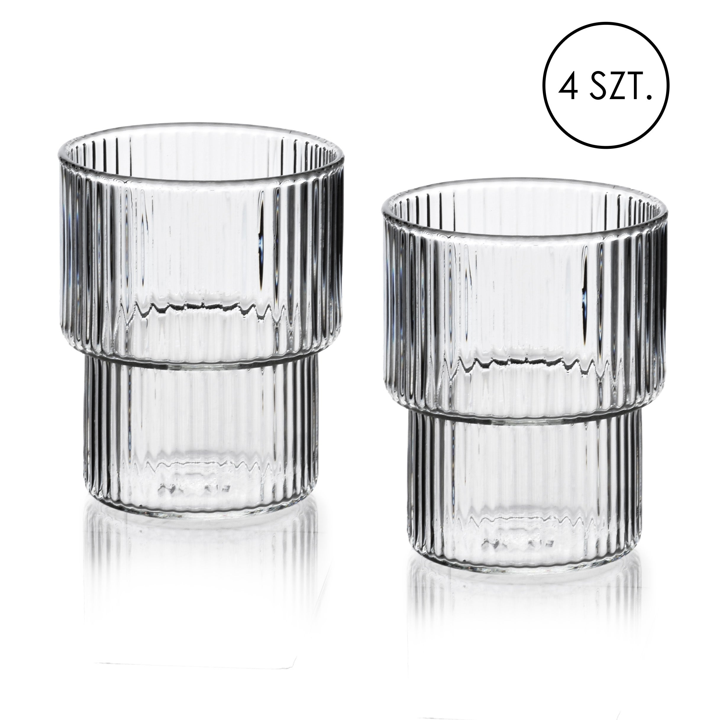 Ella stripes komplet 4 szklanek 320ml ze szkła borokrzemowego 8x7x9,7cm