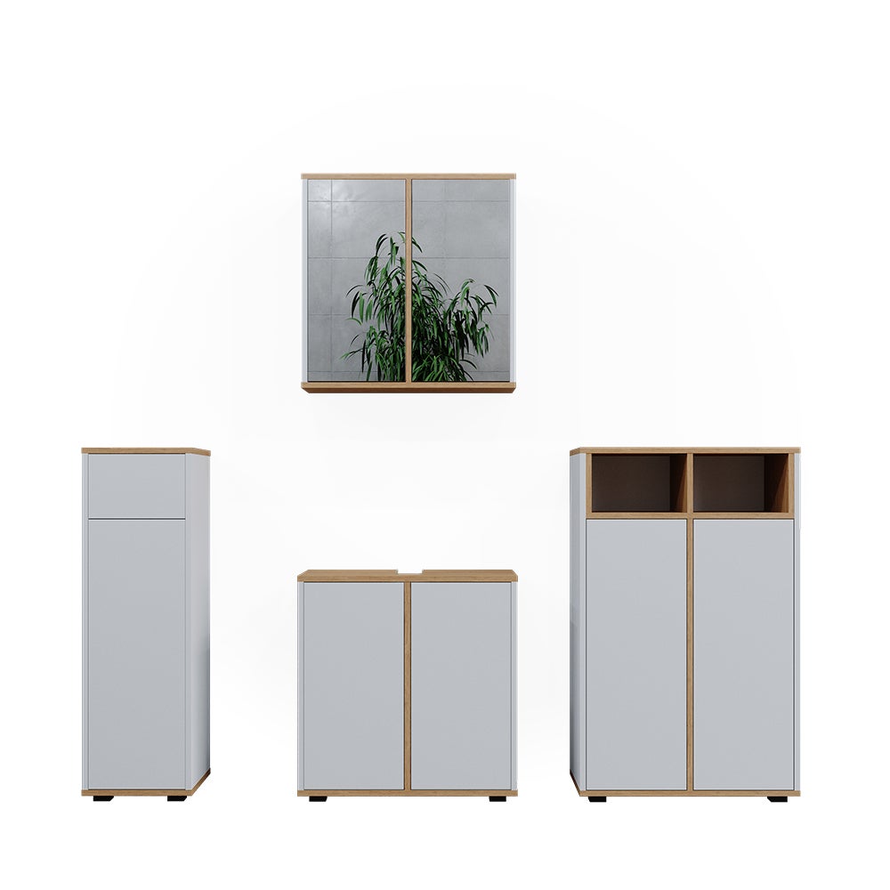 Vicco Zestaw mebli łazienkowych Didi, Biały/Artystyczny, 4 części z dwiema szafkami midi