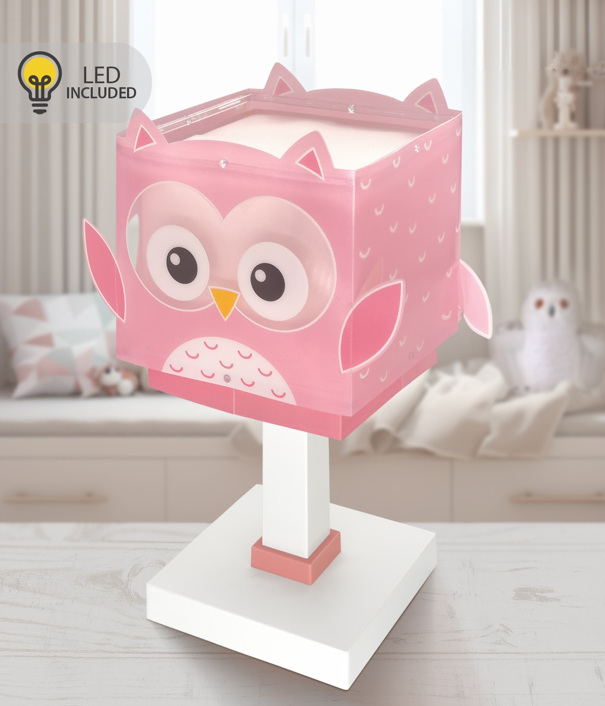 Lampka nocna LED Little Pink Owl - Różowa Sowa dla dzieci
