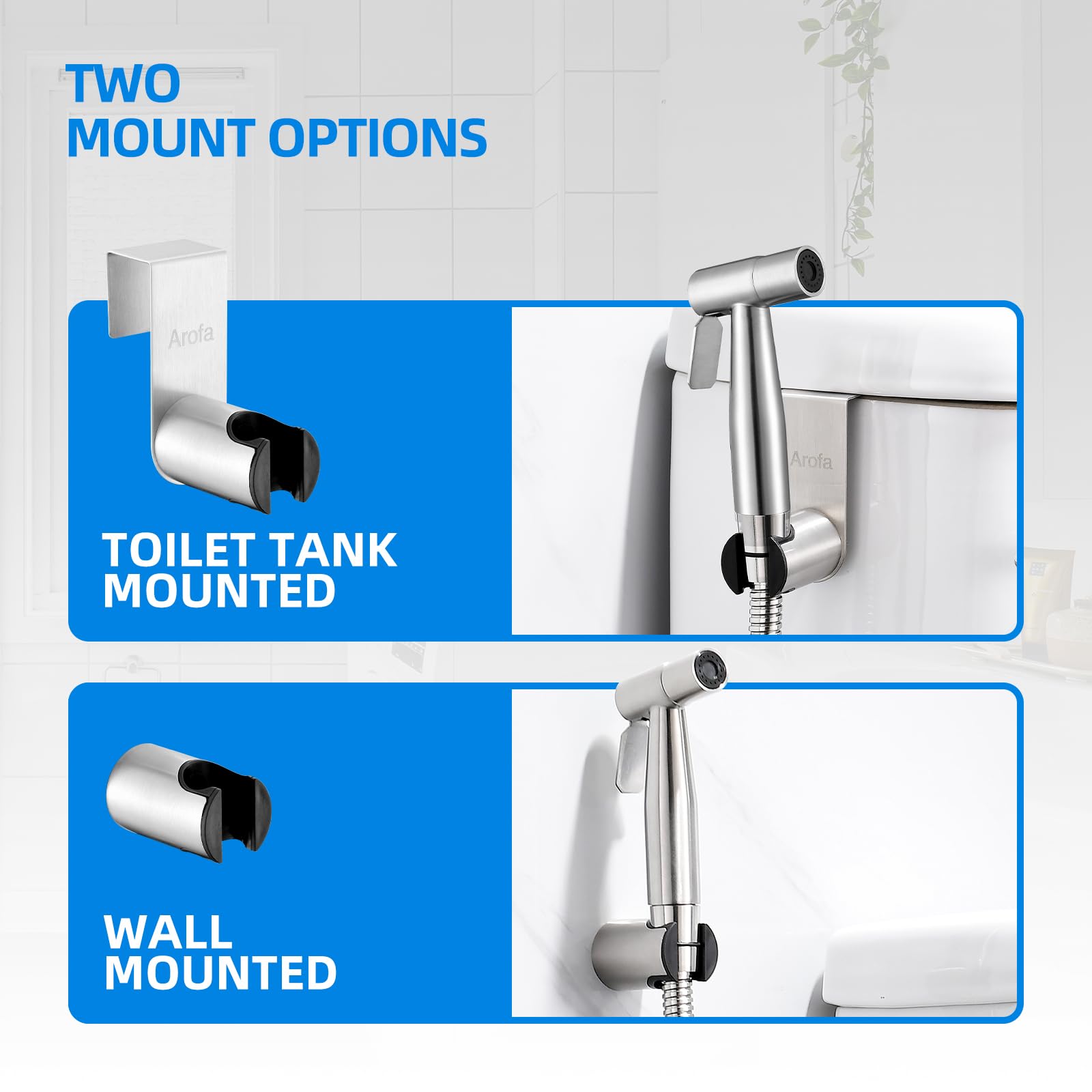 Kit hygiène WC. Robinet 3 voies + Douchette ABS + Flexible 1,2m + Support - 4