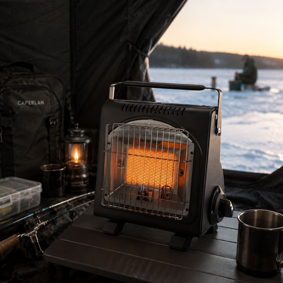 Aquecedor a gás portátil 1700W + 12 cartuchos de gás Acendimento piezoelétrico Camping Pesca INTEC - 6