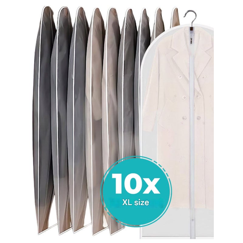 10 szt. organizerów na ubrania XL - 60 x 140 cm - organizery na ubrania - zapinane na zamek