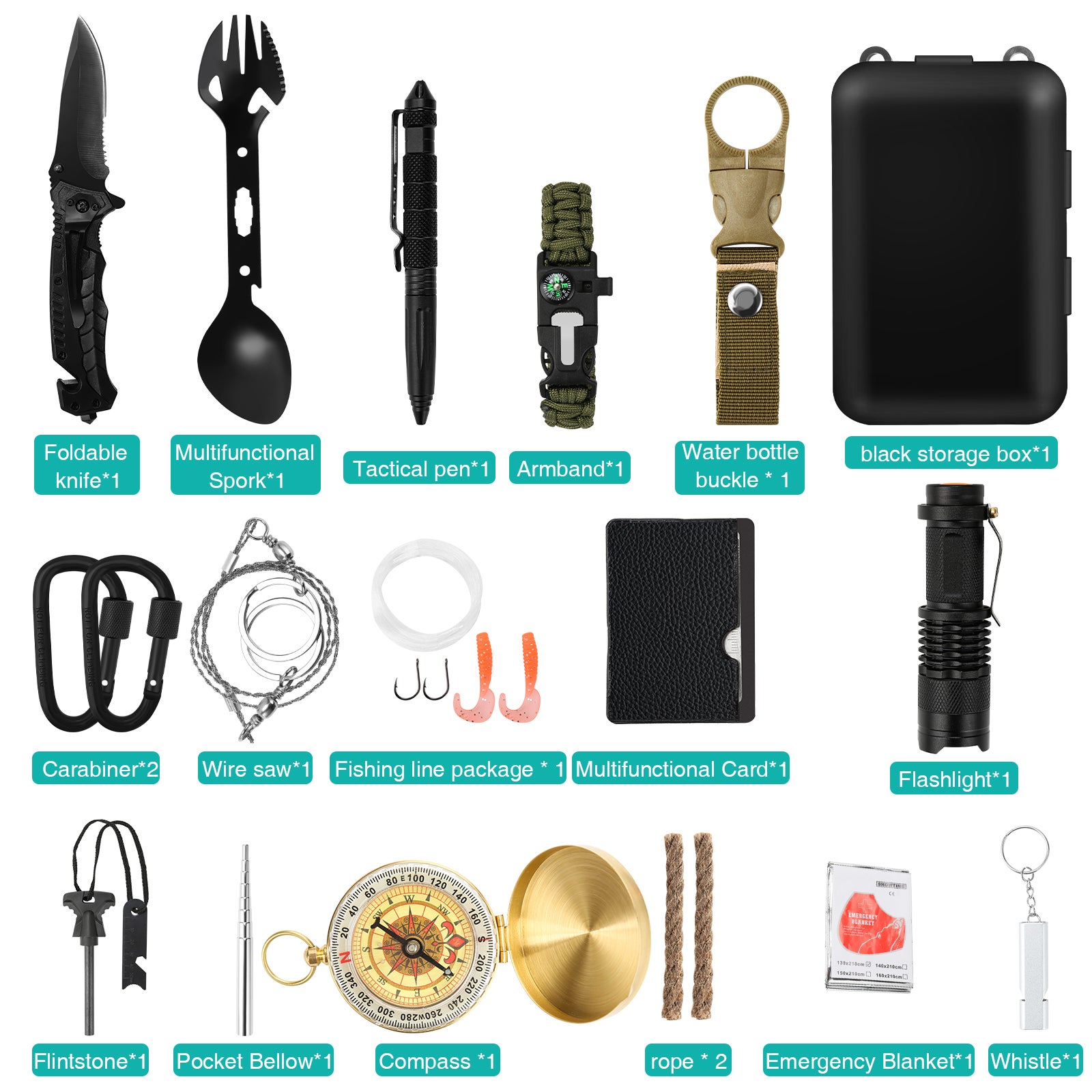 Kit d'équipement de survie d'urgence filtre extérieur tactique randonnée Camping outil | Leroy Merlin