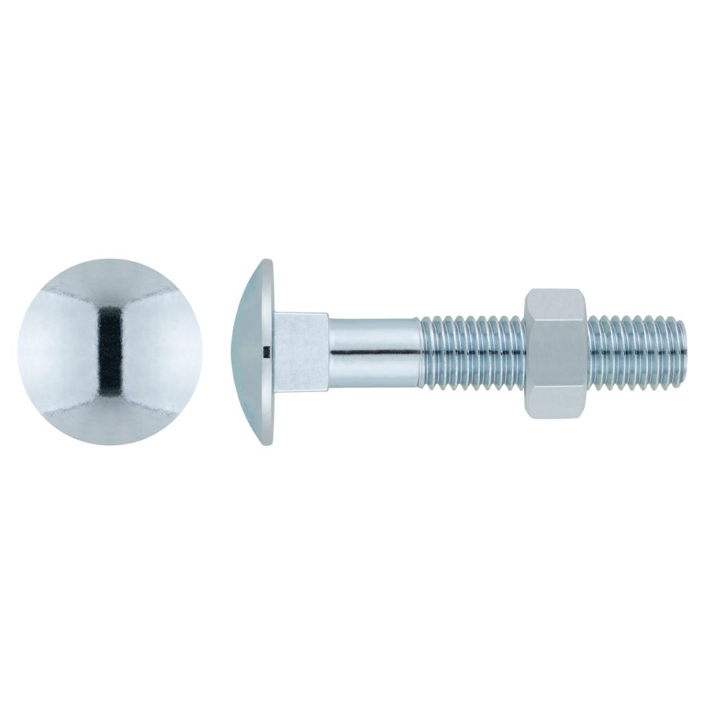 Vis tête ronde collet carré et écrou hexagonal - Zinguée M5 x 25 ...