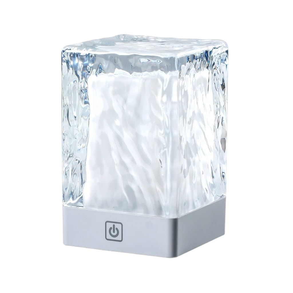 Lampa stołowa, lampa dotykowa LED z żywicy krystalicznej, ładowana przez USB, chłodne światło