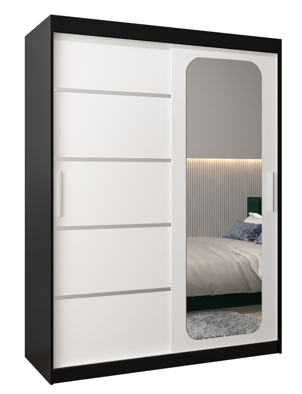 Szafa przesuwna garderoba PROMO V2 150 x 62 x 200 cm Czarny + Biały - Abiks Meble