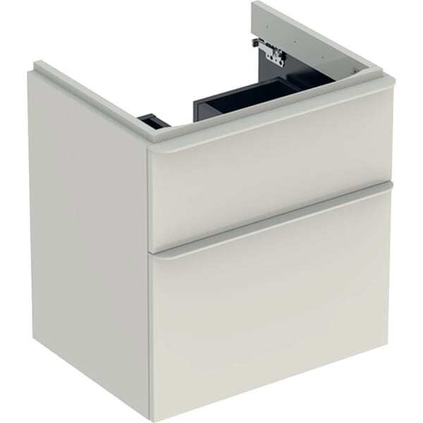Geberit smyle mueble de lavabo cuadrado, 500352, 584x617x470mm, con 2 cajones, 500.352.jl.1, color: gris arena / lacado brillante