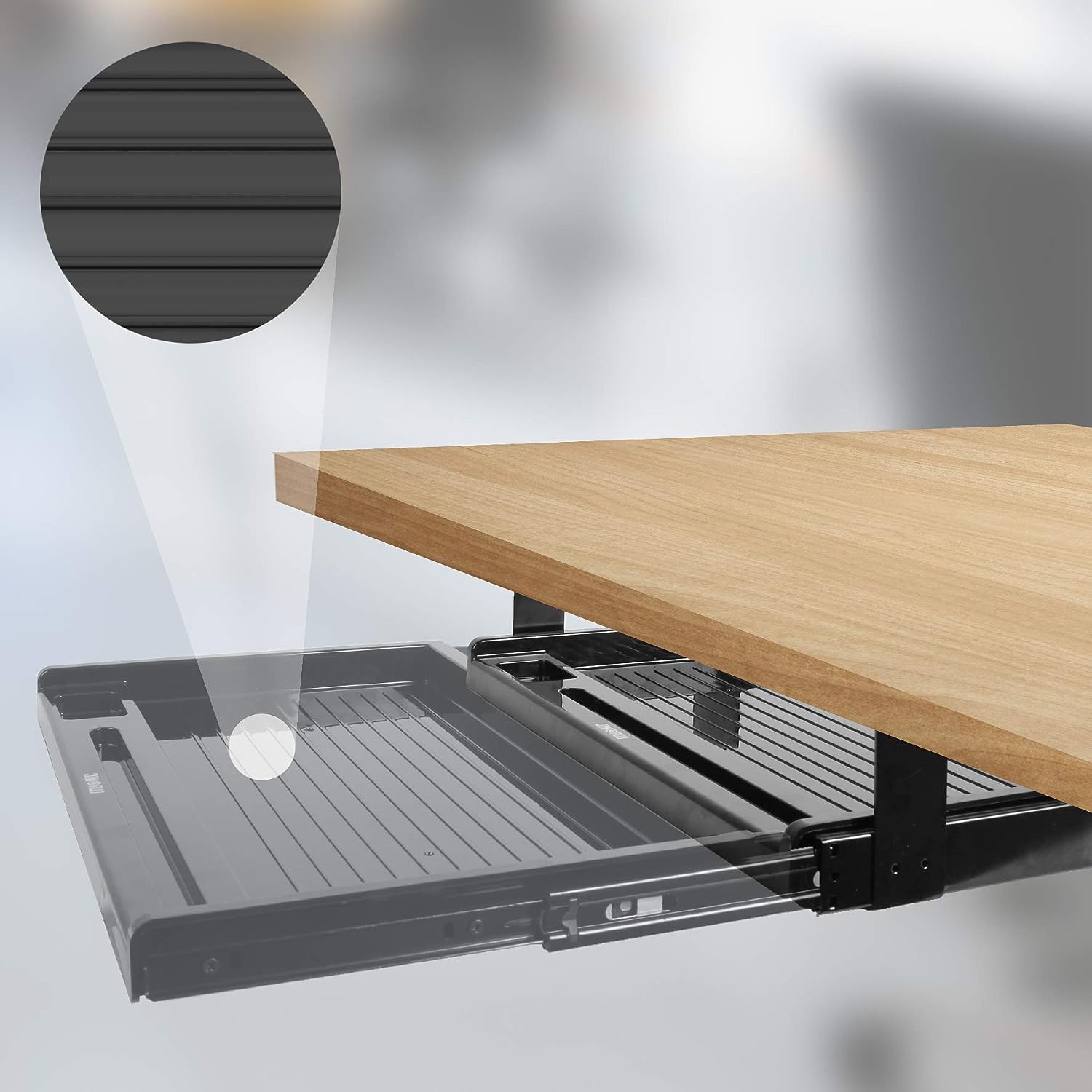 Duronic DKTSX2 Support Coulissant pour Clavier Souris Documents Ordinateur Portable Tablette | Tiroir sous la Table | Solution Ergonomique de Bureau - 7
