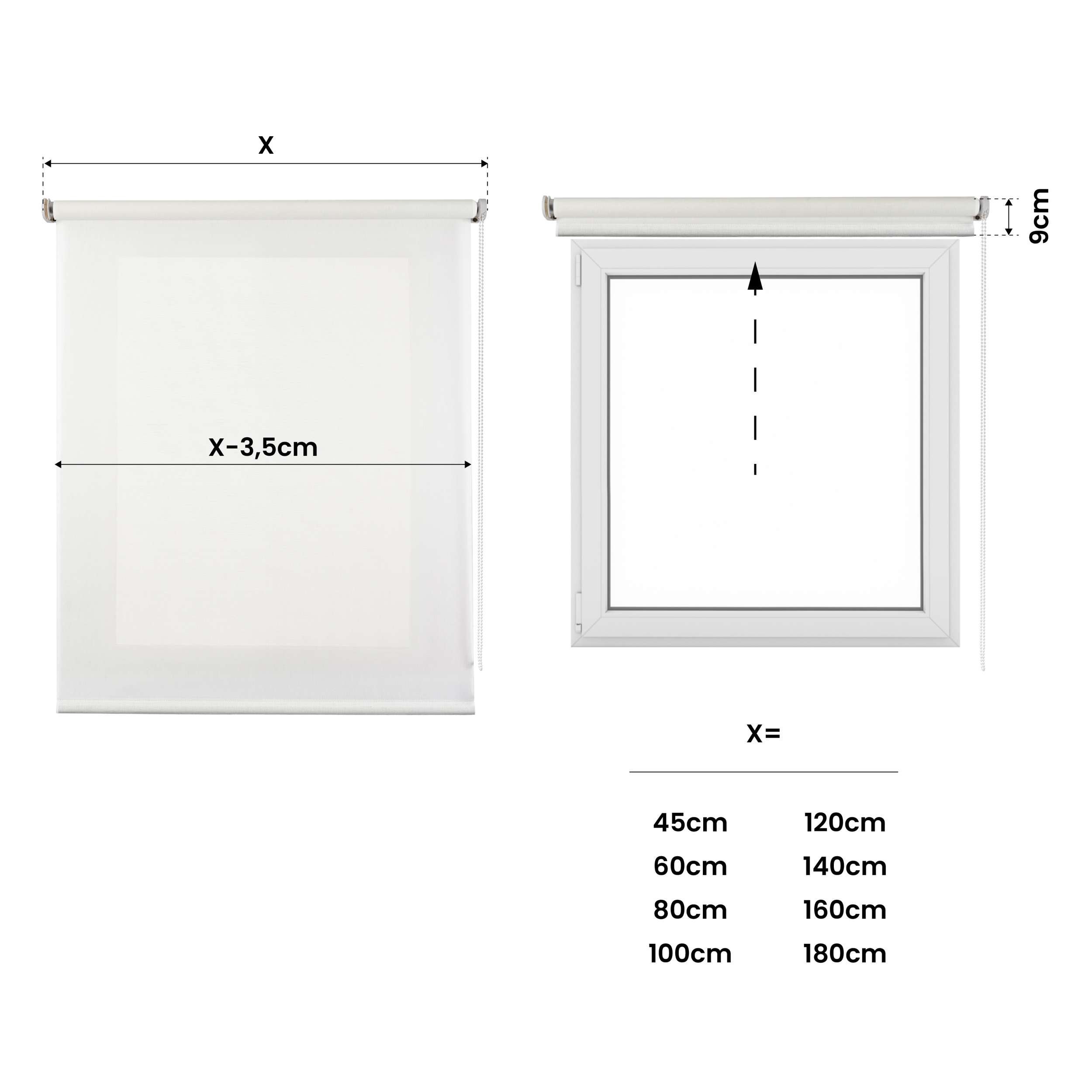 estore translúcida estore de enrolar para janelas branca 160x250 cm - 4