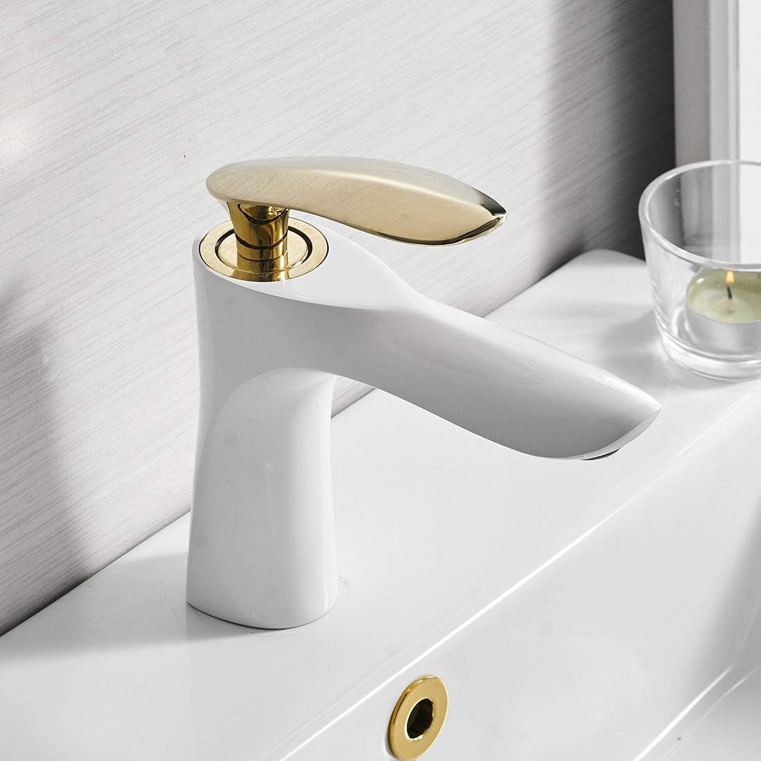 Bateria łazienkowa, bateria łazienkowa jednouchwytowa, bateria mieszaczowa, regulowana woda ciepła i zimna, biała