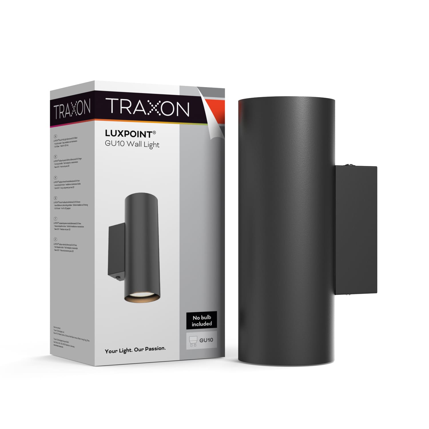 TRAXON LUXPOINT® Aplique Led de pared - Wall Light Negro Cilindrico ...