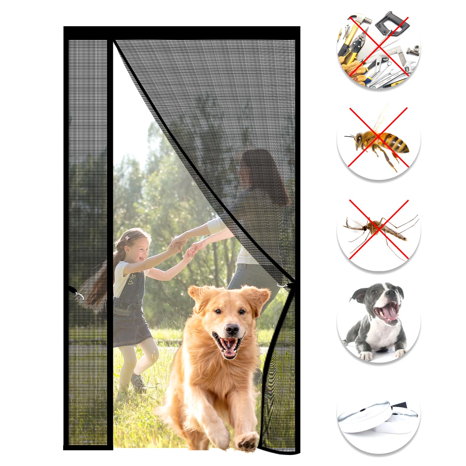 Zanzariera Magnetica Per Porte - 90x210 Cm, 9 Magneti, Chiusura Automatica, Senza Installazione