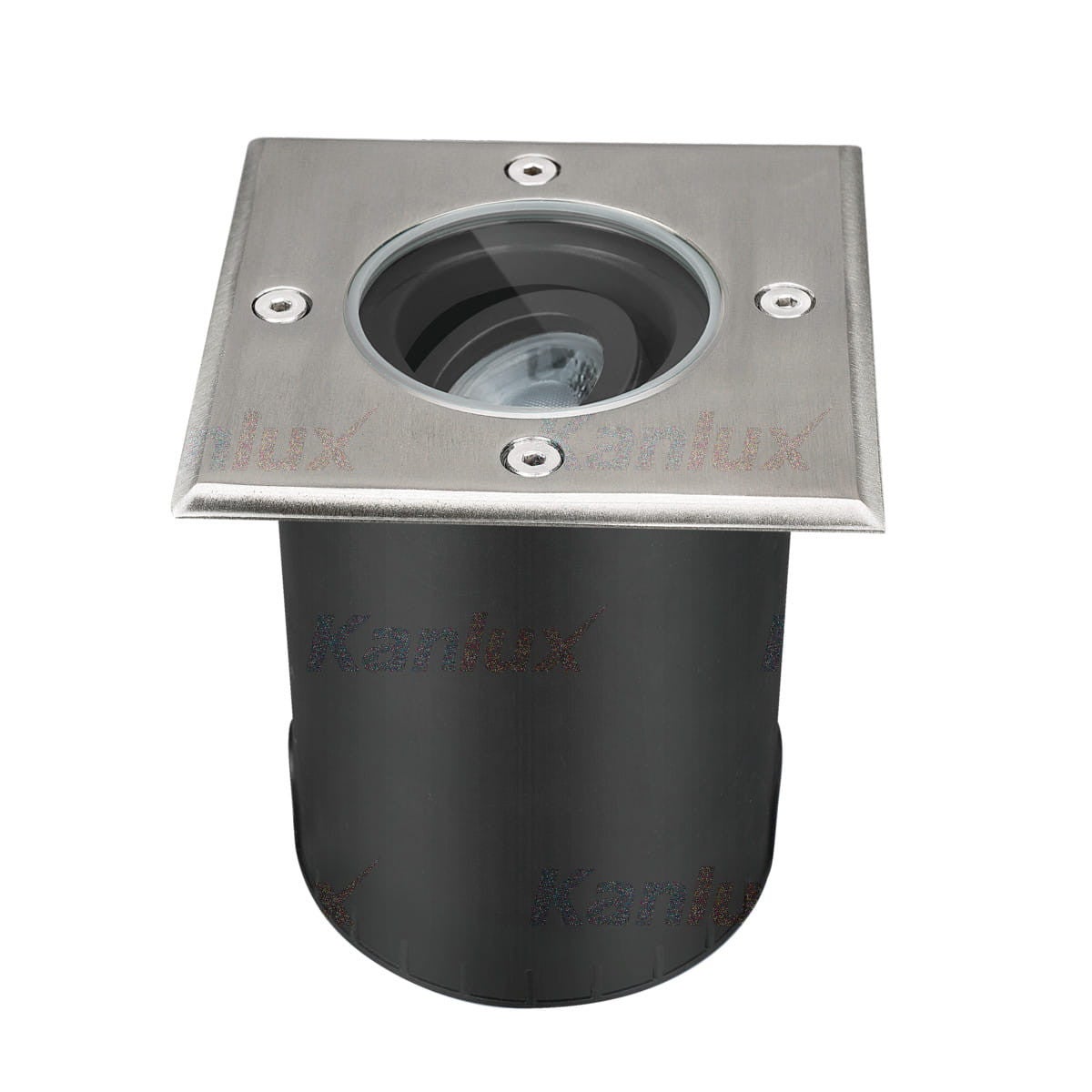 Lampa gruntowa najazdowa Berg okrągła czarno-srebrna 1xGU10x10W IP20 wym: 16,4 x 13 x 13 cm aluminium Kanlux