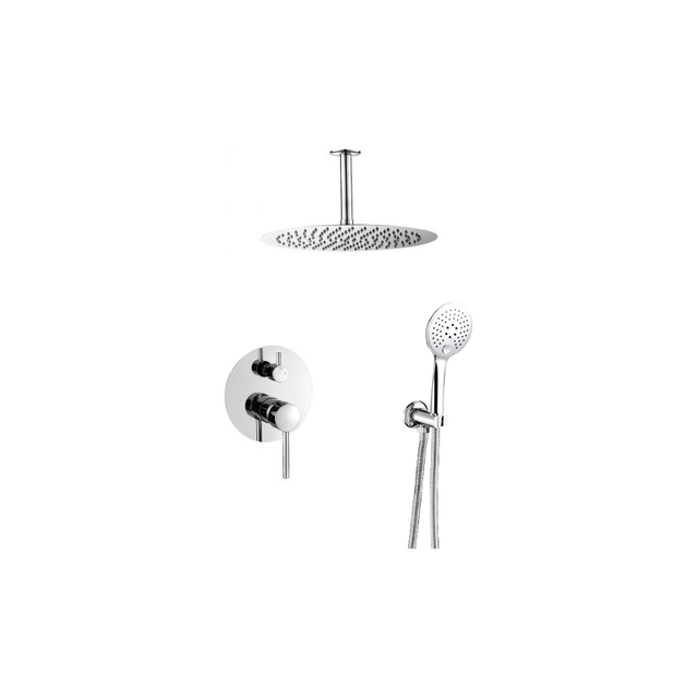Valaz Douche encastrée ronde chromée à levier unique avec poignée large - Série Cabriel - 25 cm