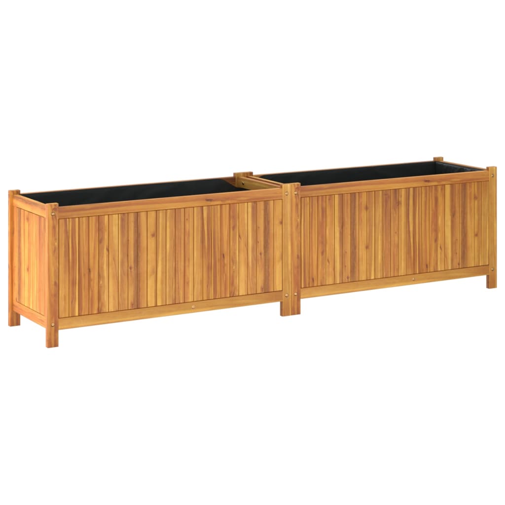 vidaXL Jardinière avec doublure 199x38,5x50 cm bois massif d'acacia - 7