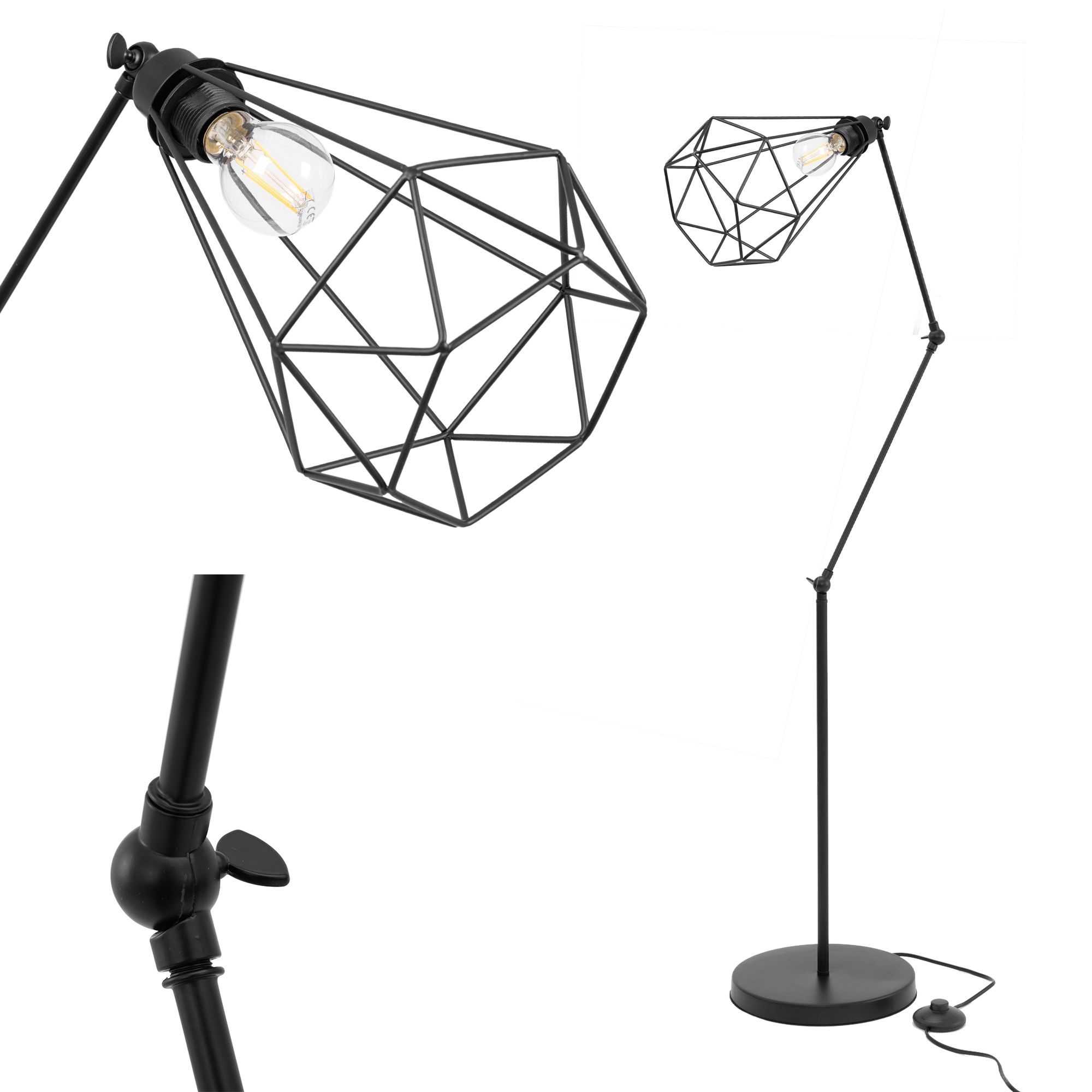 Lampa Stojąca Podłogowa Toolight App540-1F Reno Czarny