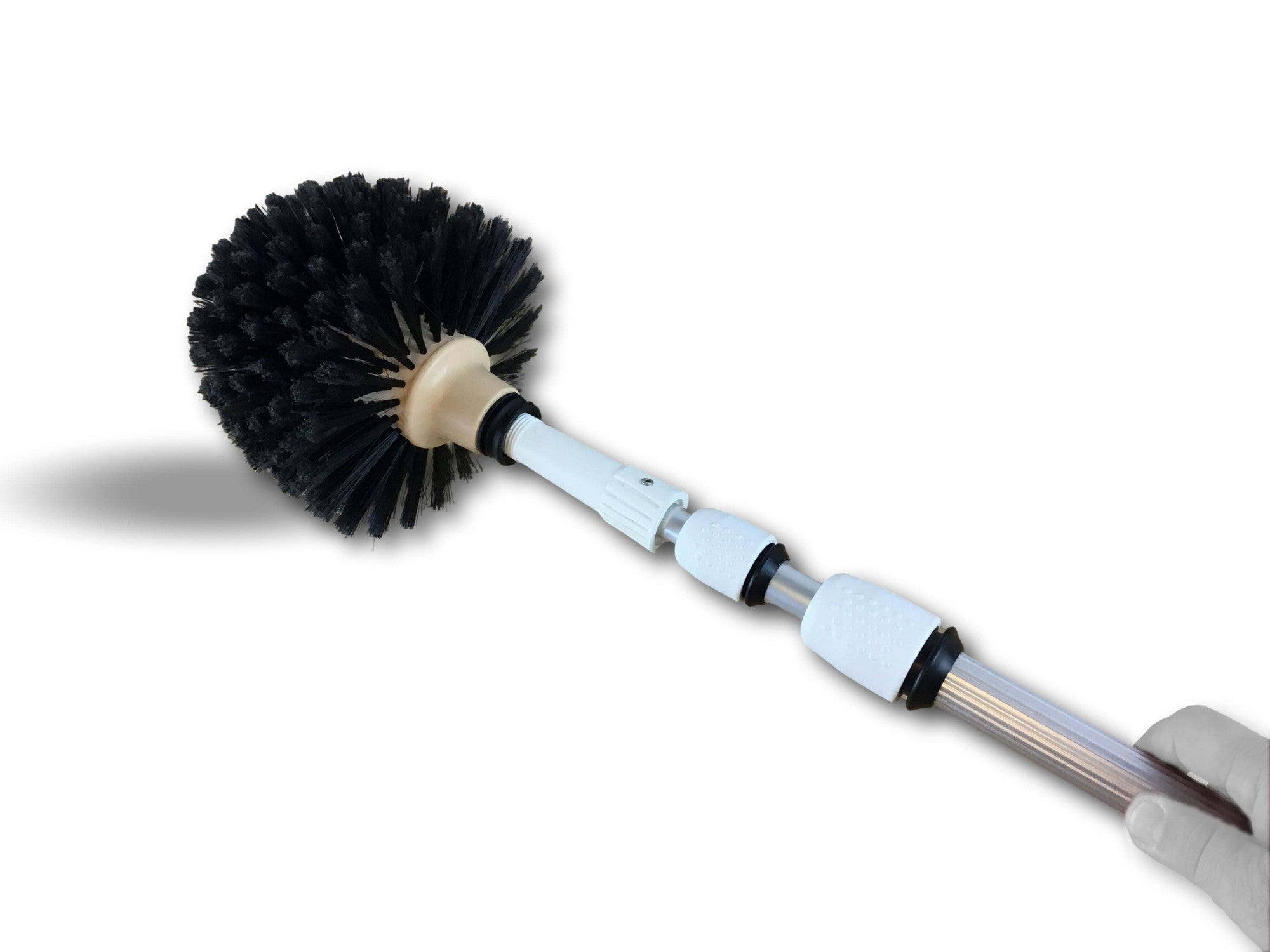 Tête de loup balai brosse boule | Manche télescopique aluminium 5,50 m | Vinyle fleuré | Tête Ø 180 mm à douille vissante - 5