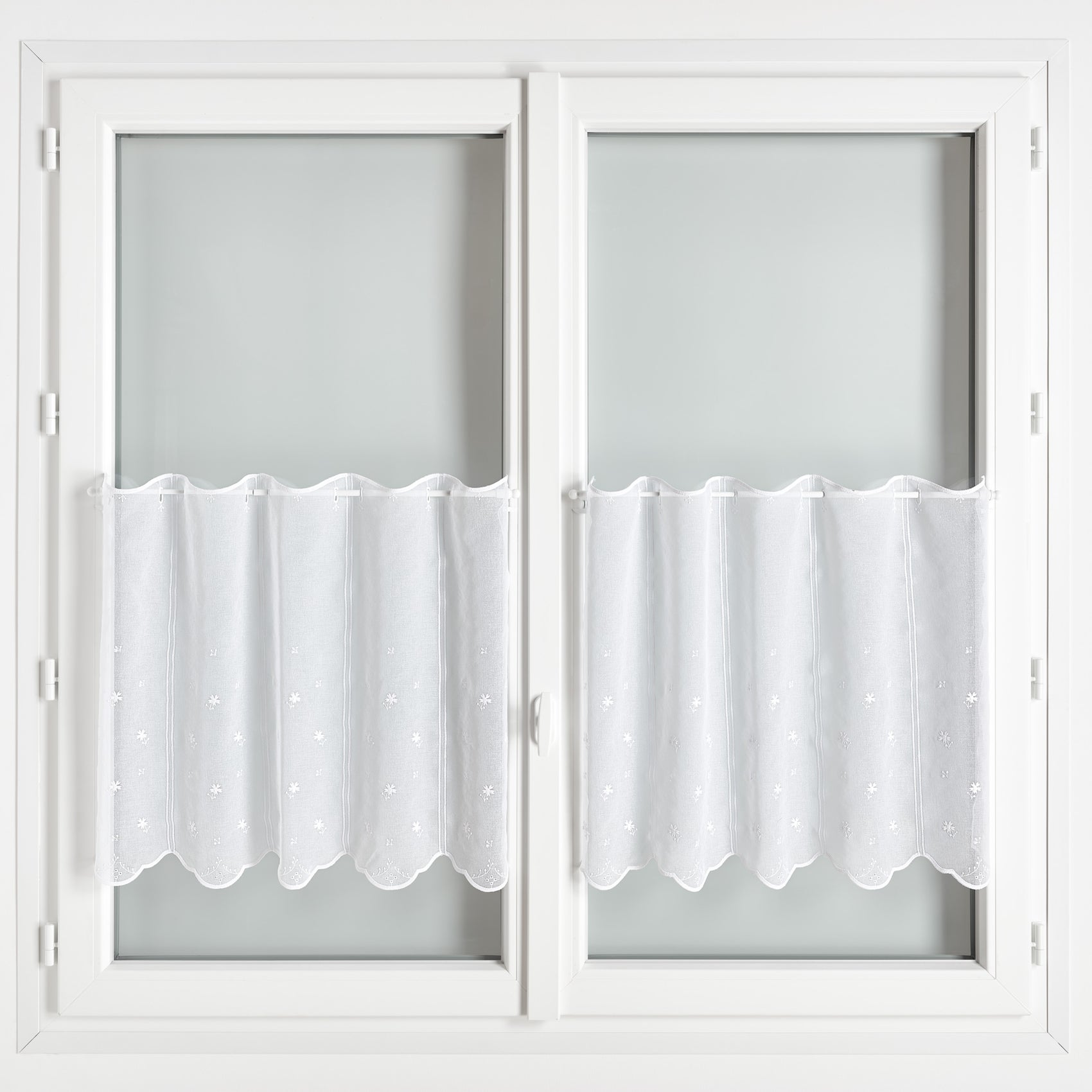 Brise bise fleurs brodées - Blanc - 60x60 cm - Polyester | Leroy Merlin