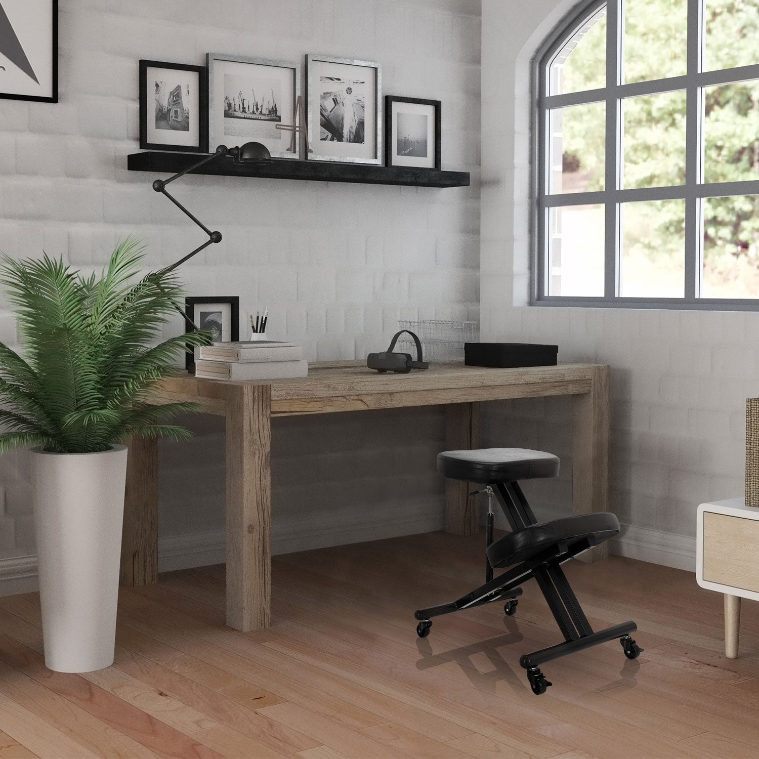 Sgabello ORTHONI con molla a gas Similpelle nero hjh OFFICE - 7