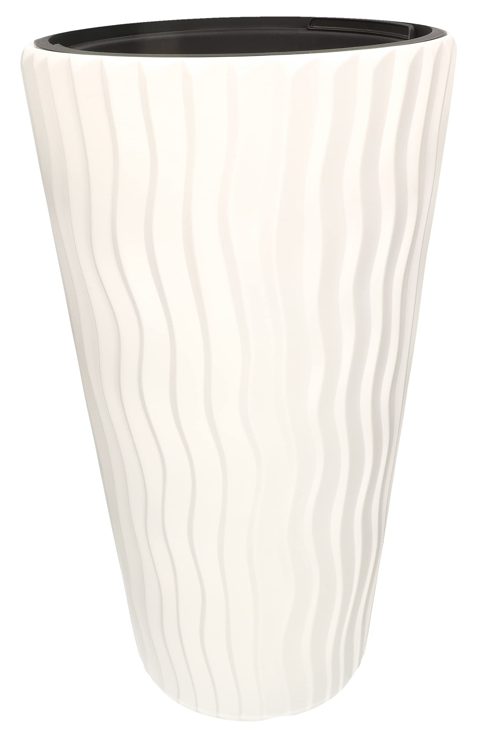 Doniczka 50x30 cm w paski + wkład z uchwytami - Kolor biały - KOTARBAU