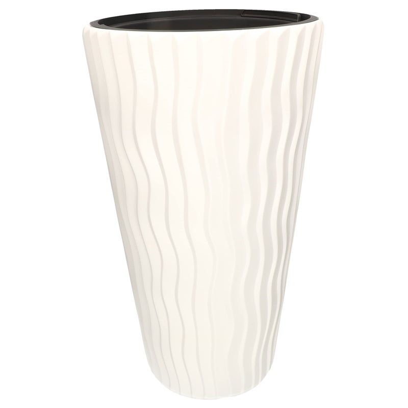 Doniczka 50x30 cm w paski + wkład z uchwytami - Kolor biały - KOTARBAU