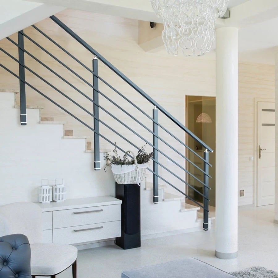 Garde-corps aluminium gris foncé, 3m pose en applique, intérieur et extérieur, PRISTINA 5 lisses, en kit - 3