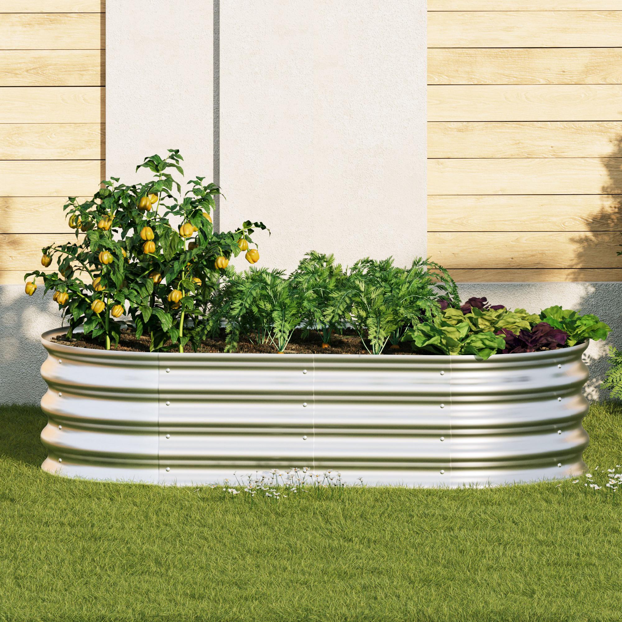 Haut-potager en acier galvanisé 243x122x30 cm pour légumes, fleurs et herbes, résistant et facile à monter - 8