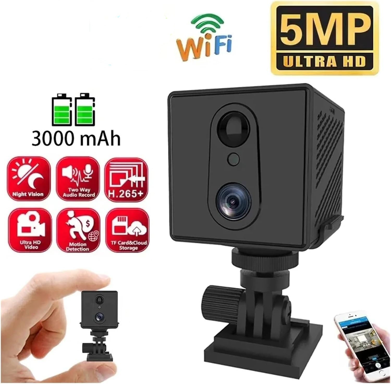 Mini Cámara Inalámbrica Wi-Fi HD Con Aplicación Y Visión Nocturna Para Seguridad Del Hogar 96850371