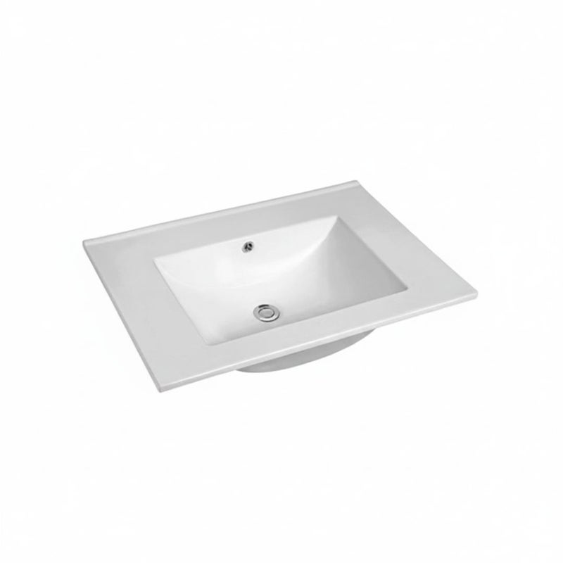 Umywalka wpuszczana LAU80 60 cm biała ceramiczna