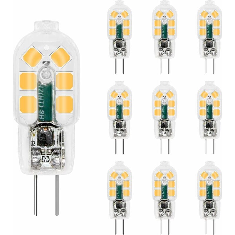 G4 LED 1.5W Ampoule, 120LM, AC/DC 12V Ampoules d'éclairage Équivalent à 20W halogène, blanc chaud 3000K, Non dimmable, remplacement pour hotte et lusture, Lot de 10 [Classe énergétique E
