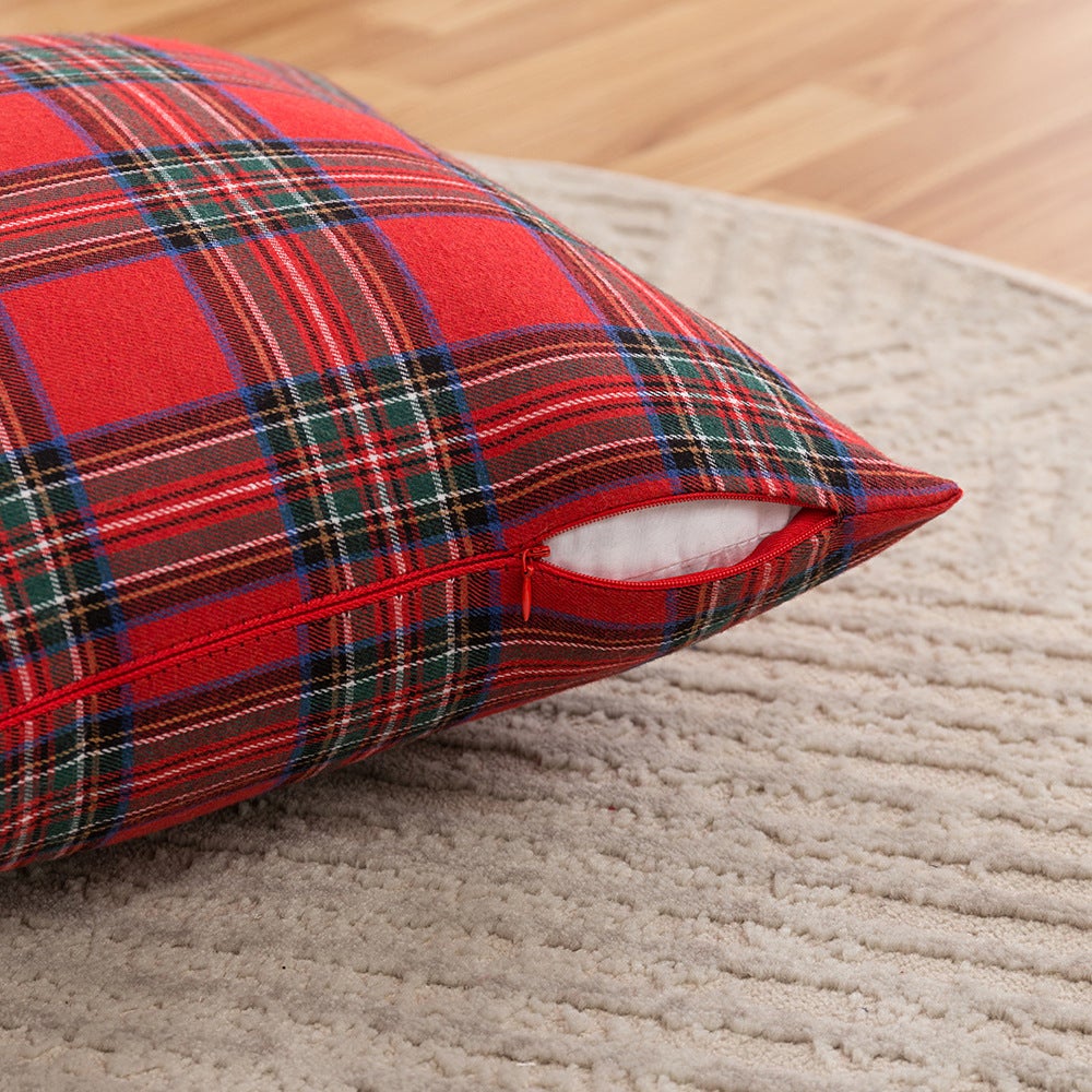 2 pcs Noël Plaid Tartan Coussin Couvre Xmas Jeter Taie d'oreiller Lit Canapé Décor À La Maison - 4