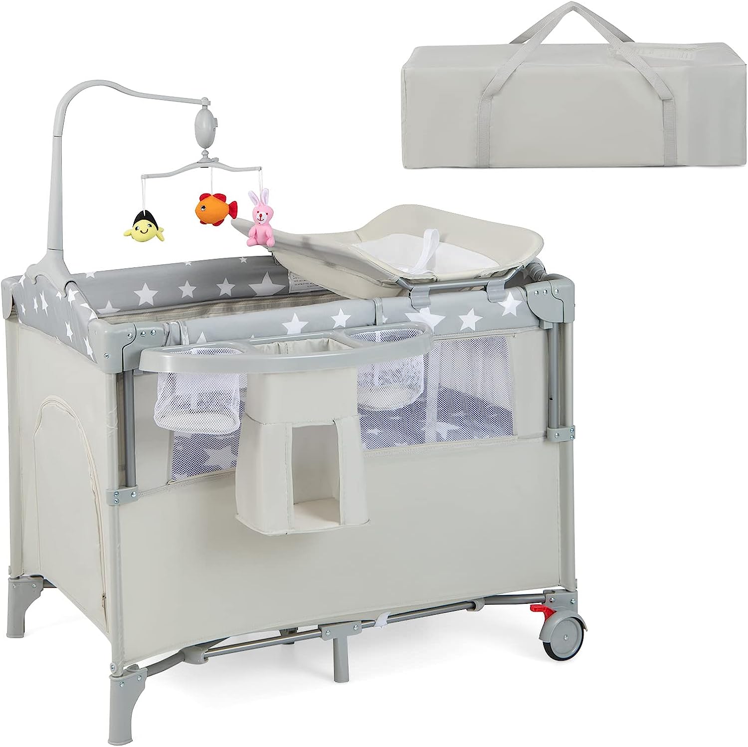 Lit Portable Pour Bébé Gris - 122 Cm (48") - De 2 à 5 Ans - Neuf Sans Emballage