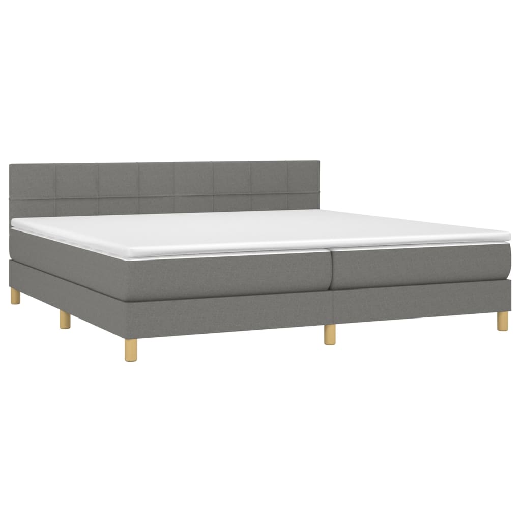 Sommier à lattes de lit et matelas et LED Gris foncé 200x200 cm vidaXL - 4