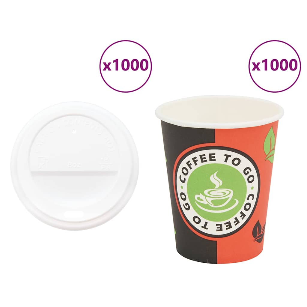 Vasos de café de papel con tapa 1000 piezas 8oz 240ml