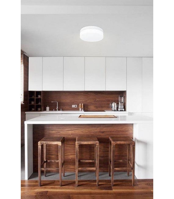 Plafonnier rond modèle Farrow E27 Blanc FORLIGHT - 3