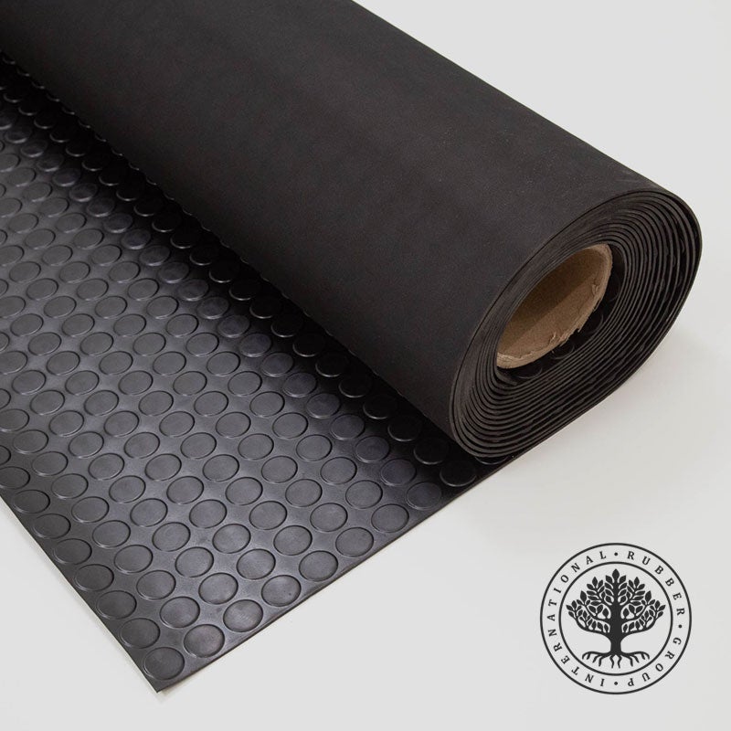 Pavimento goma círculos negro - Rollo 5 m x 1,50 m x 3 mm - Revestimiento para suelos impermeable y antideslizante - 2