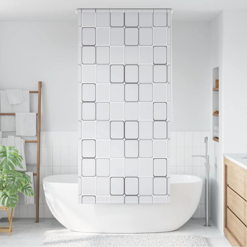 Tenda A Rullo Per Doccia Mezza Cassetta Tinta Unita Nera - 100x240 Cm, Materiale PEVA