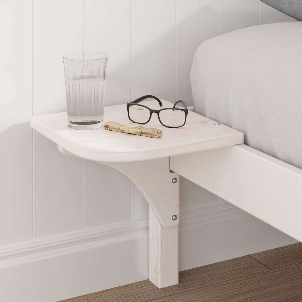 Cadre de lit blanc en pin massif pour la chambre, 150 × 200 cm - 3