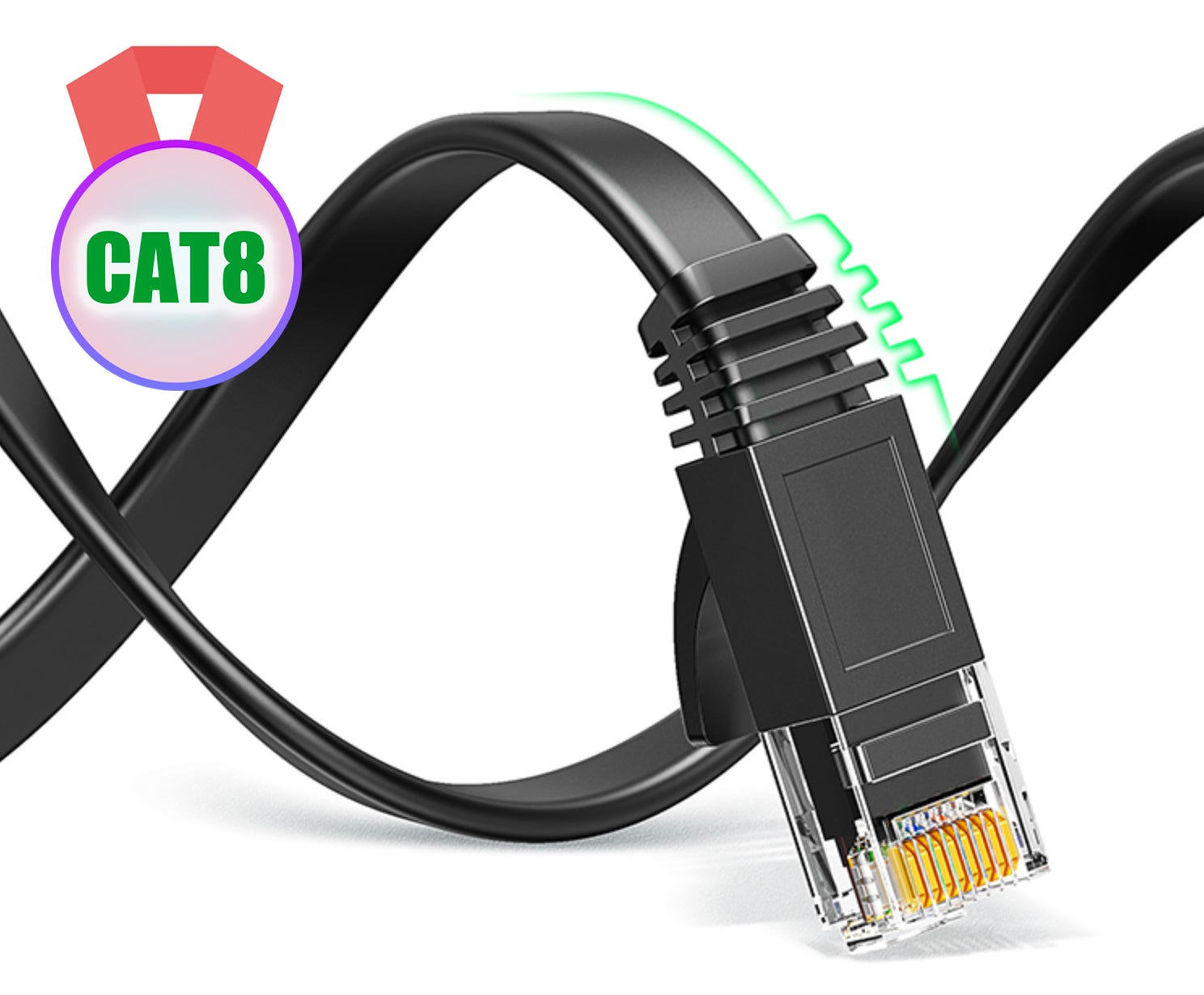 Elfcam® - 10m Cable Ethernet Cat 8, Plat Cable Reseau LAN WAN, SFTP 30AWG CAT8, 2000Mhz 40Gbps avec Connecteurs RJ45 Haute Qualite... (10M) - 5