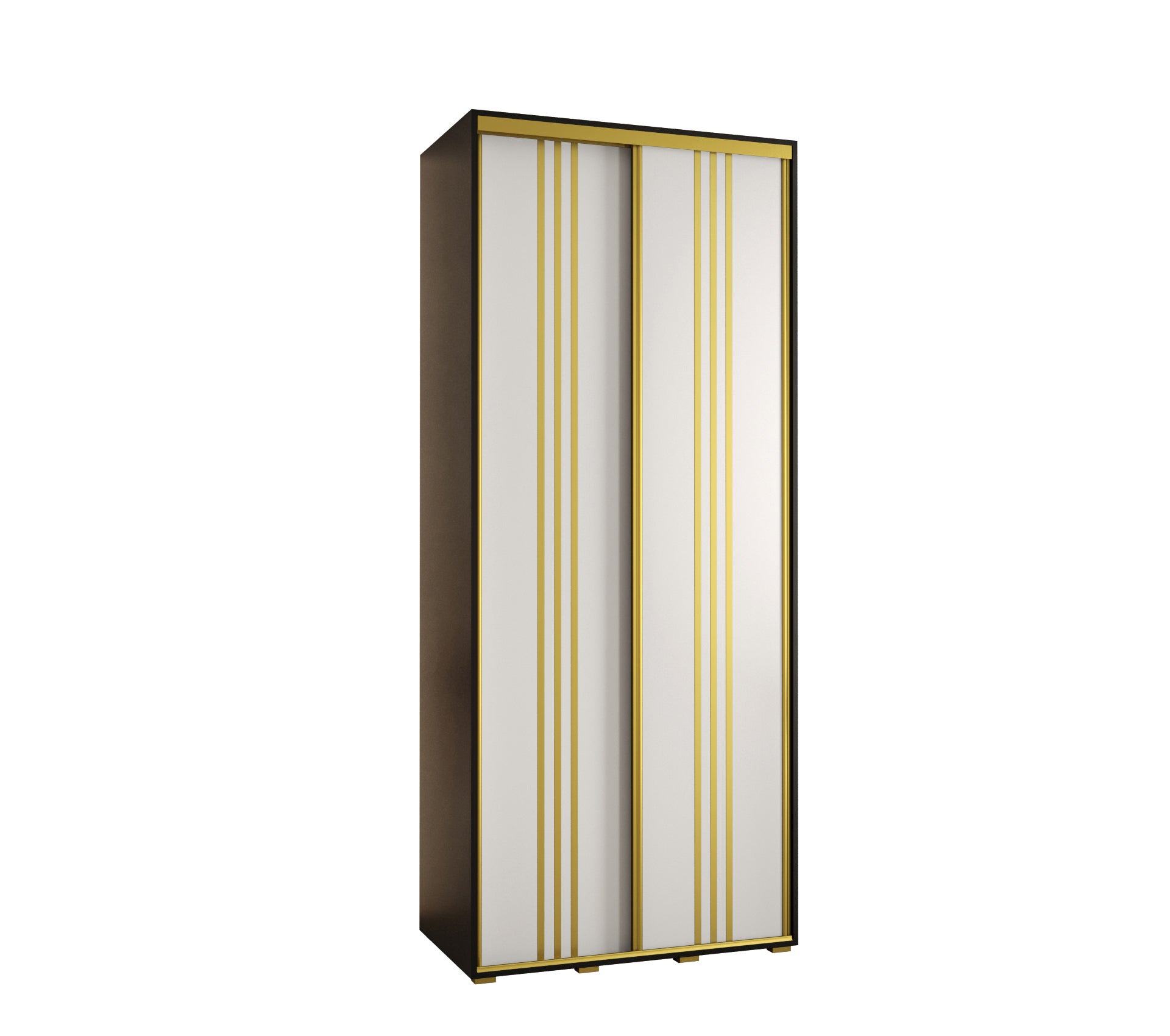 Szafa przesuwna wysoka Davos 6 110 x 60 x 235,2 cm biały + czarny + u. złoty - Abiks Meble