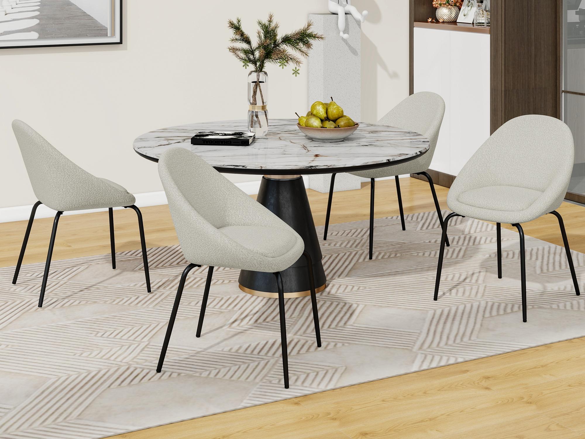 Juego de 4 sillas tipo concha - Tejido de rizo francés - Gris | Leroy ...