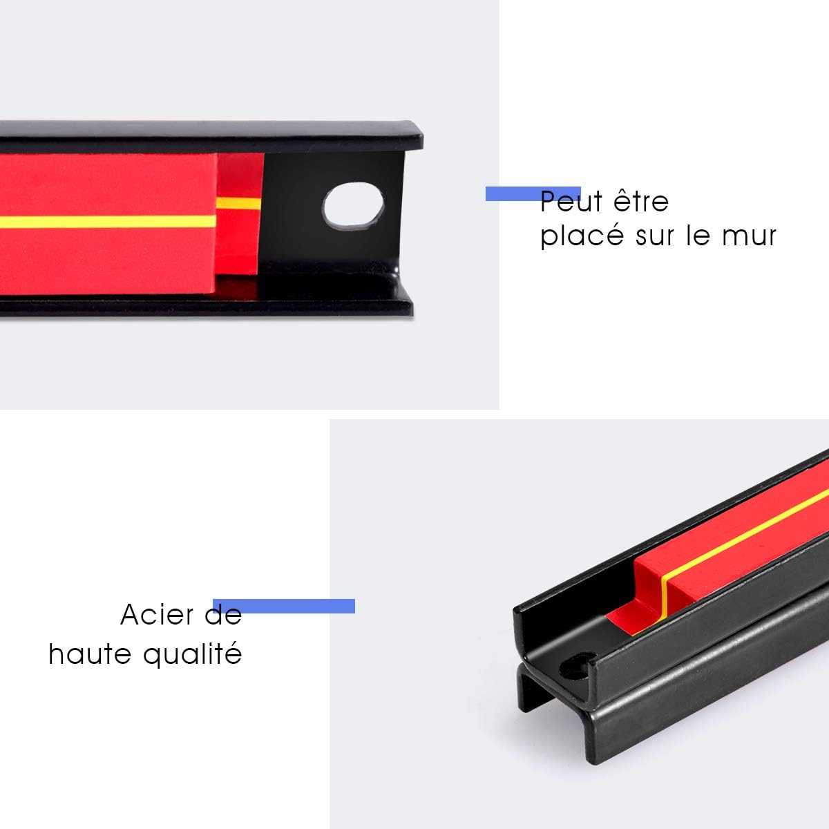 Porte-outil Magnétique, Set de 3 Barres, Aimant Puissant pour Rangement Mural des Outils, 46 x 2,3CM en Acier, Chacun peut Supporter 10 KG - 5