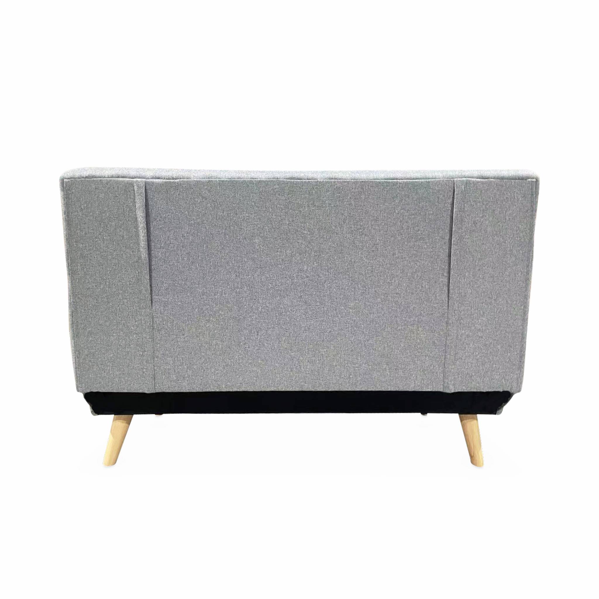 Canapé convertible en tissu - Guesta - 2 places scandinave. pieds bois foncé. gris clair. banquette. dossier inclinable - 8