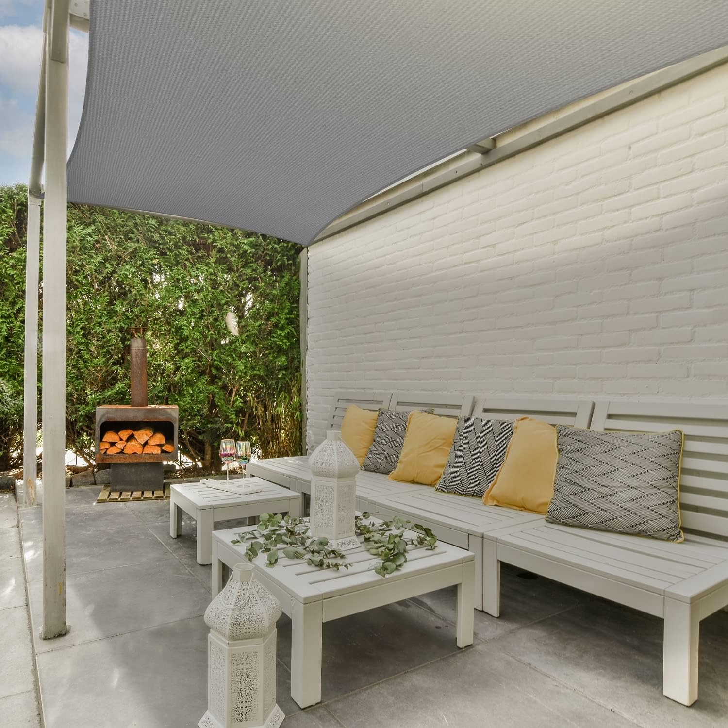 Voile d'ombrage rectangulaire, anti-UV, pour terrasse, jardin, pelouse, activités de plein air, plage, 3 x 5 m, gris. - 6