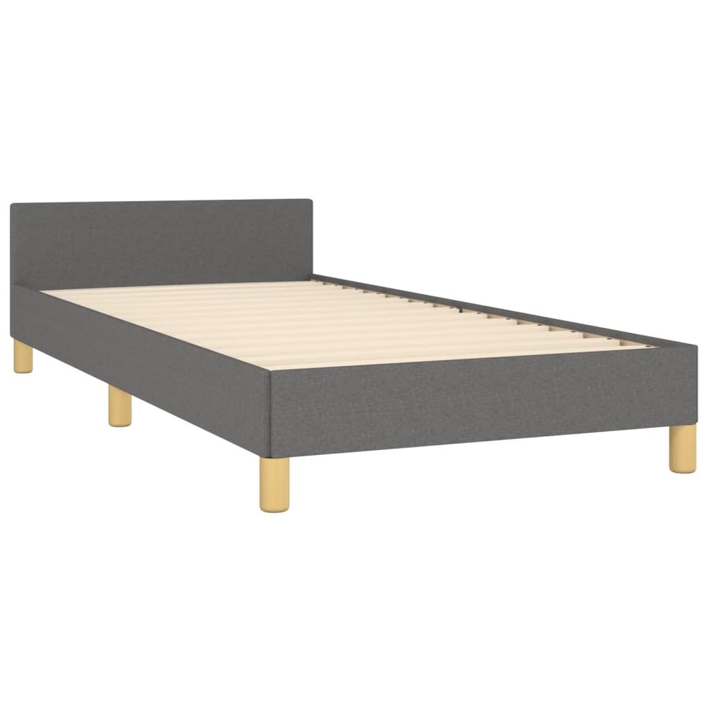 Cadre de lit sans matelas gris foncé 100 x 200 cm tissu - 5