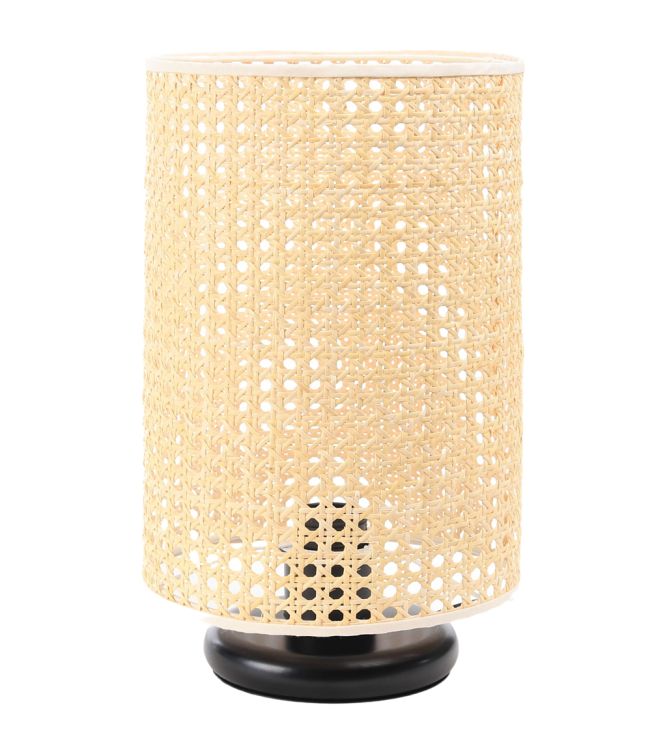 Lampa stołowa BOHO LOW BLACK rattan naturalny